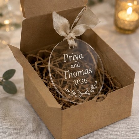 Customized ornaments for weddings and family keepsakes